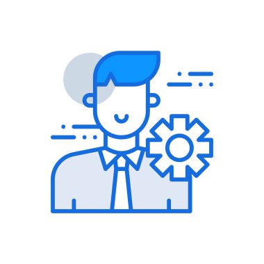 User Setting business people icon with blue duotone style. Search, button, app, account, media, application, lock. Vector illustration