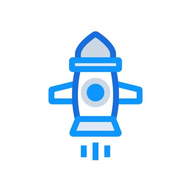 Project Launch business management icon with blue duotone style. Startup, start, success, technology, space, management, marketing. Vector illustration