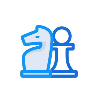 Strategy business management icon with blue duotone style. Organization, solution, conference, work, discussion, brainstorming, plan. Vector illustration