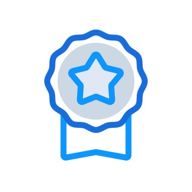 Achievement business management icon with blue duotone style. Best, prize, medal, trophy, badge, isolated, ribbon. Vector illustration
