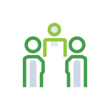 Meeting business management icon with green duotone style. Work, discussion, conference, communication, team, teamwork, presentation. Vector illustration