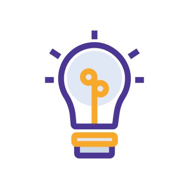 Brainstorming business management icon with purple and orange duotone style. Think, creativity, development, education, mind, intelligence, planning. Vector illustration