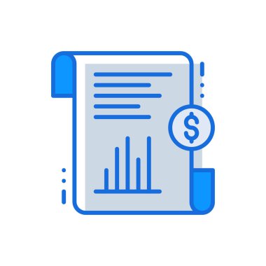 Income Statement business management icon with blue duotone style. Profit, money, balance, management, sheet, paper, investment. Vector illustration