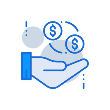 Return On Investment business management icon with blue duotone style. Savings, bank, interest, back, transfer, coin, fund. Vector illustration