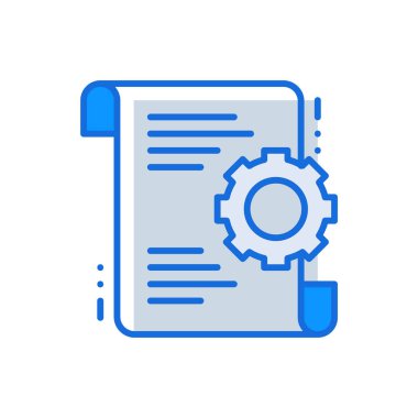Management business management icon with blue duotone style. Resource, project, gear, employee, concept, job, growth. Vector illustration