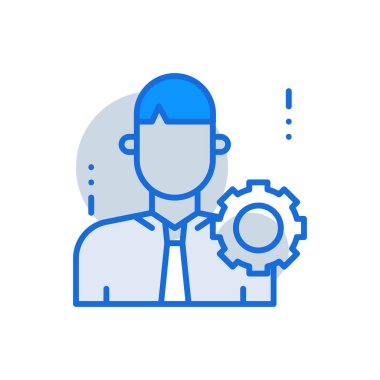 Administration business management icon with blue duotone style. Person, communication, information, people, web, operator, service. Vector illustration