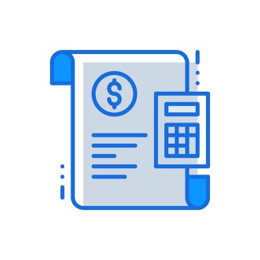 Budget Accounting business management icon with blue duotone style. Finance, management, business, financial, income, calculator, investment. Vector illustration