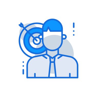 Target business management icon with blue duotone style. Success, strategy, goal, concept, icon, idea, solution. Vector illustration
