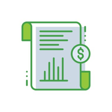 Income Statementbusiness management icon with green duotone style. Profit, money, balance, management, sheet, paper, investment. Vector illustration