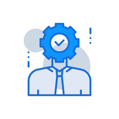 Brainstorming business management icon with blue duotone style. Think, creativity, development, sign, education, mind, technology. Vector illustration