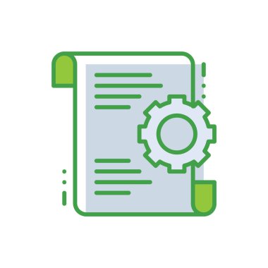 Management business management icon with green duotone style. Resource, project, gear, employee, concept, job, growth. Vector illustration