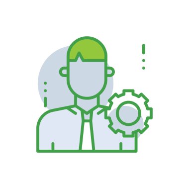 Administration business management icon with green duotone style. Person, communication, information, people, web, operator, service. Vector illustration