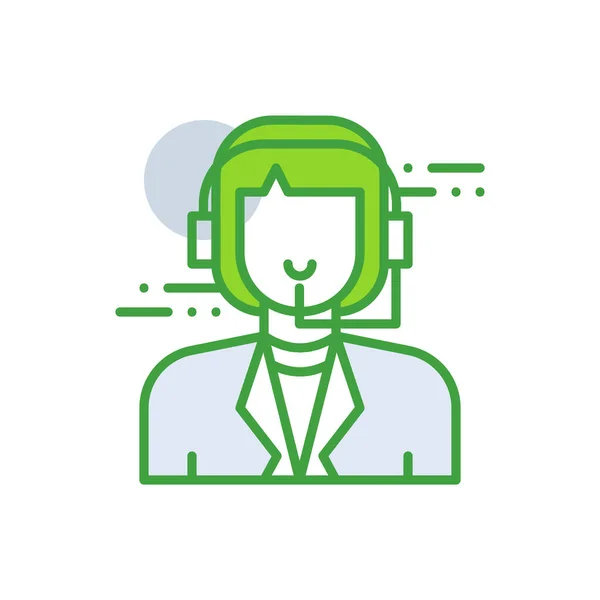 Customer Service Business People Icon Green Duotone Style Help Support — 图库矢量图片