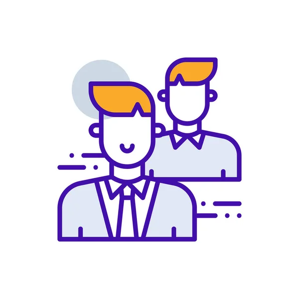 紫とオレンジのデュオトーンスタイルでチームビジネスの人々のアイコン コラボレーション マネージャー コミュニティ ベクターイラスト — ストックベクタ