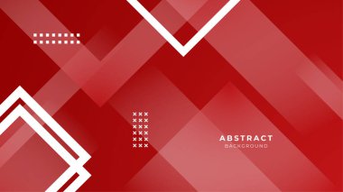 Red abstract background with white geometric shapes