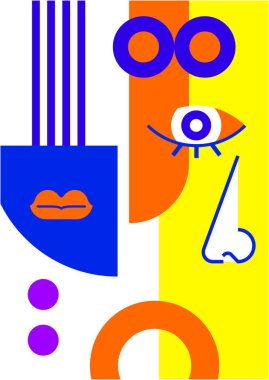 Abstract pop art collage surrealism face design vector illustration. Designed for NFT, token, wallpaper, poster, crypto, punk, aesthetic poster. NFT token in crypto artwork for blockchain digital art