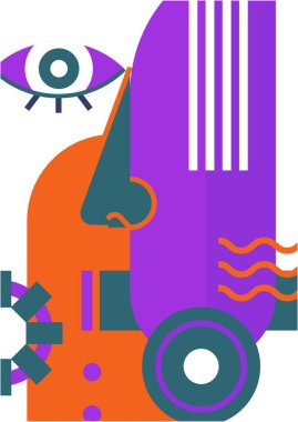 Abstract pop art collage surrealism face design vector illustration. Designed for NFT, token, wallpaper, poster, crypto, punk, aesthetic poster. NFT token in crypto artwork for blockchain digital art