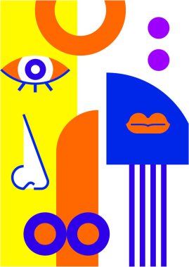 Abstract pop art collage surrealism face design vector illustration. Designed for NFT, token, wallpaper, poster, crypto, punk, aesthetic poster. NFT token in crypto artwork for blockchain digital art