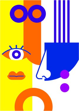 Abstract pop art collage surrealism face design vector illustration. Designed for NFT, token, wallpaper, poster, crypto, punk, aesthetic poster. NFT token in crypto artwork for blockchain digital art