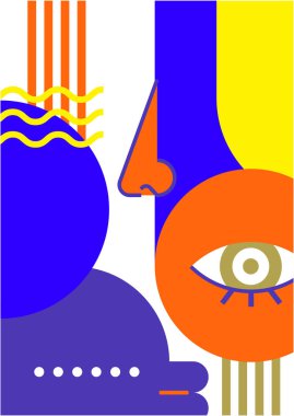 Abstract pop art collage surrealism face design vector illustration. Designed for NFT, token, wallpaper, poster, crypto, punk, aesthetic poster. NFT token in crypto artwork for blockchain digital art