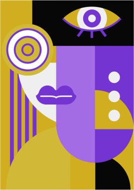 Abstract pop art collage surrealism face design vector illustration. Designed for NFT, token, wallpaper, poster, crypto, punk, aesthetic poster. NFT token in crypto artwork for blockchain digital art