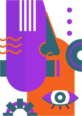 Abstract pop art collage surrealism face design vector illustration. Designed for NFT, token, wallpaper, poster, crypto, punk, aesthetic poster. NFT token in crypto artwork for blockchain digital art