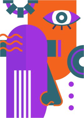 Abstract pop art collage surrealism face design vector illustration. Designed for NFT, token, wallpaper, poster, crypto, punk, aesthetic poster. NFT token in crypto artwork for blockchain digital art