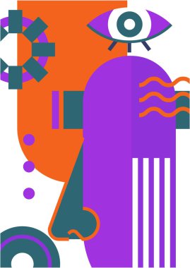 Abstract pop art collage surrealism face design vector illustration. Designed for NFT, token, wallpaper, poster, crypto, punk, aesthetic poster. NFT token in crypto artwork for blockchain digital art