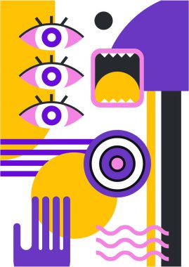 Abstract pop art collage surrealism face design vector illustration. Designed for NFT, token, wallpaper, poster, crypto, punk, aesthetic poster. NFT token in crypto artwork for blockchain digital art