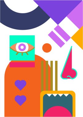 Abstract pop art collage surrealism face design vector illustration. Designed for NFT, token, wallpaper, poster, crypto, punk, aesthetic poster. NFT token in crypto artwork for blockchain digital art