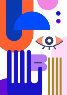 Abstract pop art collage surrealism face design vector illustration. Designed for NFT, token, wallpaper, poster, crypto, punk, aesthetic poster. NFT token in crypto artwork for blockchain digital art