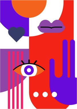 Abstract pop art collage surrealism face design vector illustration. Designed for NFT, token, wallpaper, poster, crypto, punk, aesthetic poster. NFT token in crypto artwork for blockchain digital art