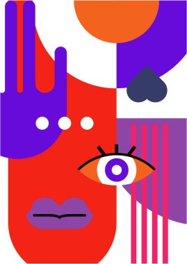 Abstract pop art collage surrealism face design vector illustration. Designed for NFT, token, wallpaper, poster, crypto, punk, aesthetic poster. NFT token in crypto artwork for blockchain digital art