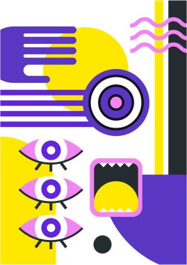 Abstract pop art collage surrealism face design vector illustration. Designed for NFT, token, wallpaper, poster, crypto, punk, aesthetic poster. NFT token in crypto artwork for blockchain digital art