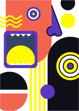 Abstract pop art collage surrealism face design vector illustration. Designed for NFT, token, wallpaper, poster, crypto, punk, aesthetic poster. NFT token in crypto artwork for blockchain digital art