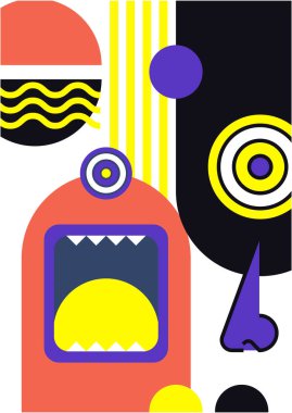 Abstract pop art collage surrealism face design vector illustration. Designed for NFT, token, wallpaper, poster, crypto, punk, aesthetic poster. NFT token in crypto artwork for blockchain digital art