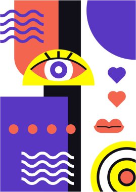 Abstract pop art collage surrealism face design vector illustration. Designed for NFT, token, wallpaper, poster, crypto, punk, aesthetic poster. NFT token in crypto artwork for blockchain digital art