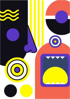 Abstract pop art collage surrealism face design vector illustration. Designed for NFT, token, wallpaper, poster, crypto, punk, aesthetic poster. NFT token in crypto artwork for blockchain digital art