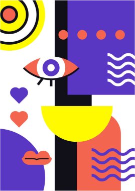 Abstract pop art collage surrealism face design vector illustration. Designed for NFT, token, wallpaper, poster, crypto, punk, aesthetic poster. NFT token in crypto artwork for blockchain digital art