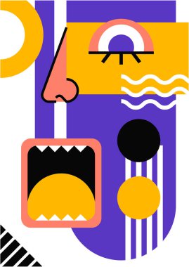 Abstract pop art collage surrealism face design vector illustration. Designed for NFT, token, wallpaper, poster, crypto, punk, aesthetic poster. NFT token in crypto artwork for blockchain digital art