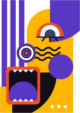 Abstract pop art collage surrealism face design vector illustration. Designed for NFT, token, wallpaper, poster, crypto, punk, aesthetic poster. NFT token in crypto artwork for blockchain digital art