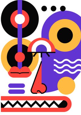 Abstract pop art collage surrealism face design vector illustration. Designed for NFT, token, wallpaper, poster, crypto, punk, aesthetic poster. NFT token in crypto artwork for blockchain digital art