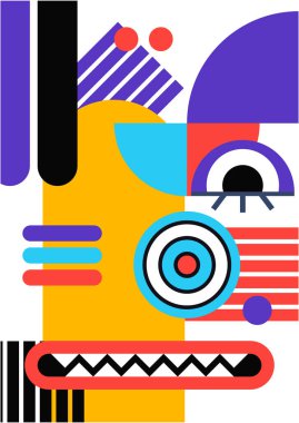 Abstract pop art collage surrealism face design vector illustration. Designed for NFT, token, wallpaper, poster, crypto, punk, aesthetic poster. NFT token in crypto artwork for blockchain digital art
