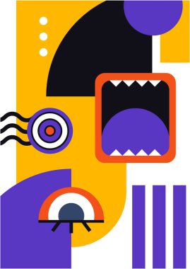 Abstract pop art collage surrealism face design vector illustration. Designed for NFT, token, wallpaper, poster, crypto, punk, aesthetic poster. NFT token in crypto artwork for blockchain digital art