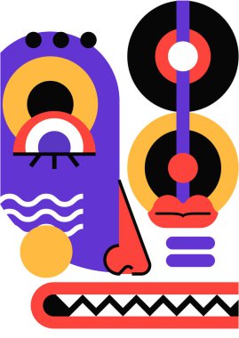 Abstract pop art collage surrealism face design vector illustration. Designed for NFT, token, wallpaper, poster, crypto, punk, aesthetic poster. NFT token in crypto artwork for blockchain digital art