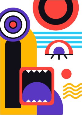 Abstract pop art collage surrealism face design vector illustration. Designed for NFT, token, wallpaper, poster, crypto, punk, aesthetic poster. NFT token in crypto artwork for blockchain digital art