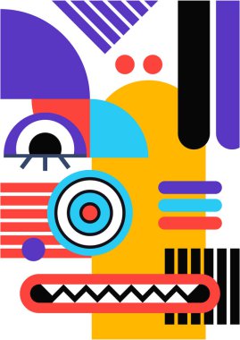 Abstract pop art collage surrealism face design vector illustration. Designed for NFT, token, wallpaper, poster, crypto, punk, aesthetic poster. NFT token in crypto artwork for blockchain digital art
