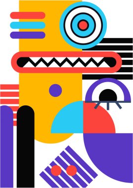 Abstract pop art collage surrealism face design vector illustration. Designed for NFT, token, wallpaper, poster, crypto, punk, aesthetic poster. NFT token in crypto artwork for blockchain digital art