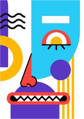 Abstract pop art collage surrealism face design vector illustration. Designed for NFT, token, wallpaper, poster, crypto, punk, aesthetic poster. NFT token in crypto artwork for blockchain digital art