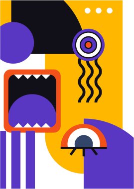 Abstract pop art collage surrealism face design vector illustration. Designed for NFT, token, wallpaper, poster, crypto, punk, aesthetic poster. NFT token in crypto artwork for blockchain digital art